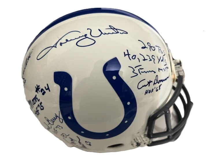 1958 Baltimore Colts NFL Champions Signed Stat Proline Helmet Unitas Moore GRAD