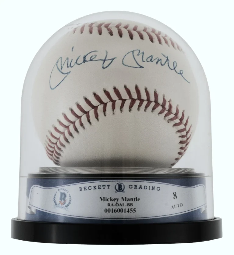 Mickey Mantle Signed Auto OAL Baseball Yankees Beckett BAS NM-MT 8