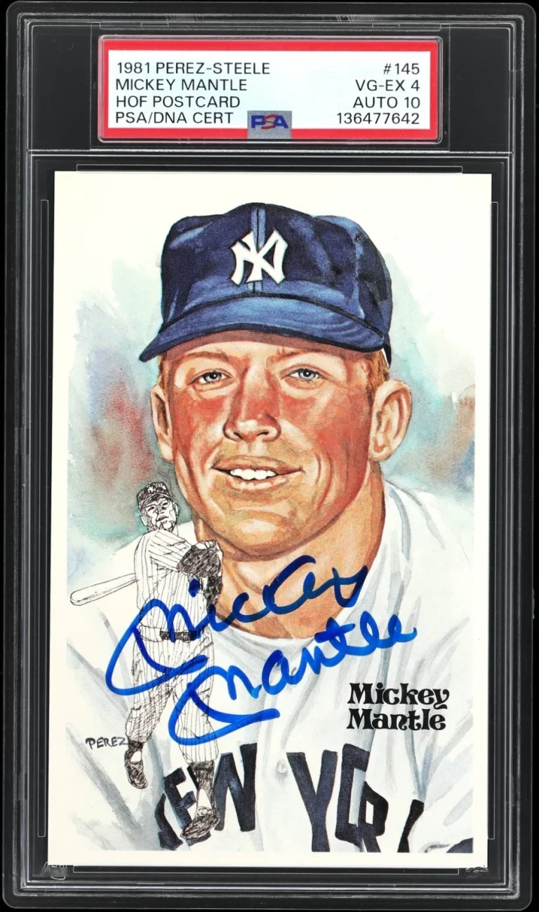 Mickey Mantle Signed Auto 1981 Perez-Steele HOF Postcard PSA DNA Gem Mint 10