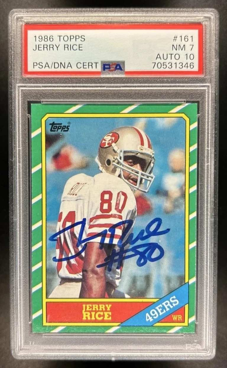 Jerry Rice Signed Auto 1986 Topps 161 Rookie Card RC PSA 7 Auto 10