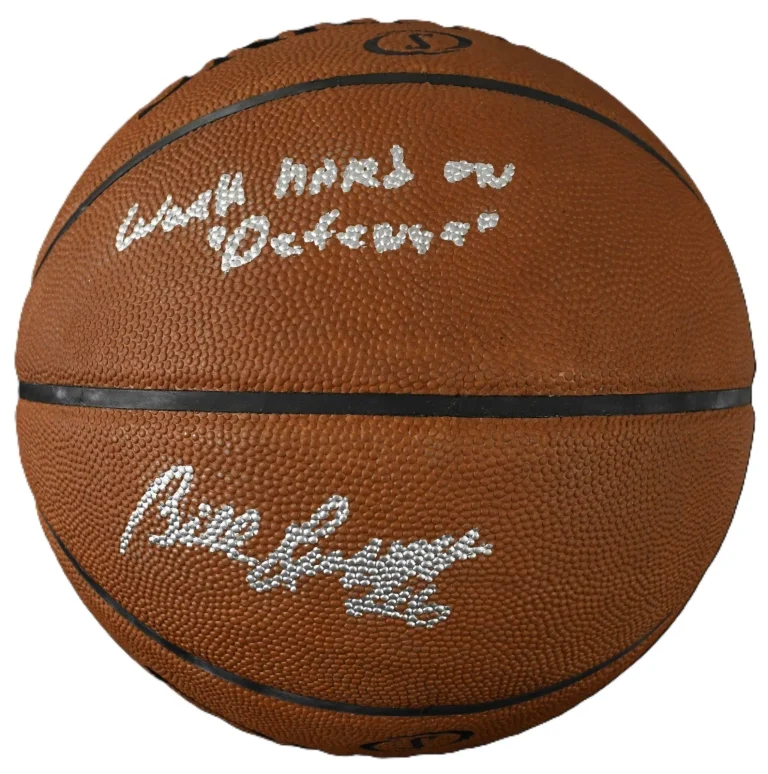 Bill Russell Signed Auto NBA Basketball Work Hard on Defense JSA Beckett BAS
