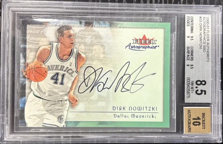 Dirk Nowitzki Signed Auto 2000 Fleer Premium Autographics 53 BGS NM 8.5