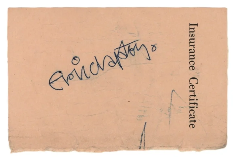 Eric Clapton Signed Auto c1960s Insurance Certificate Card 2.5x4.25 GRAD