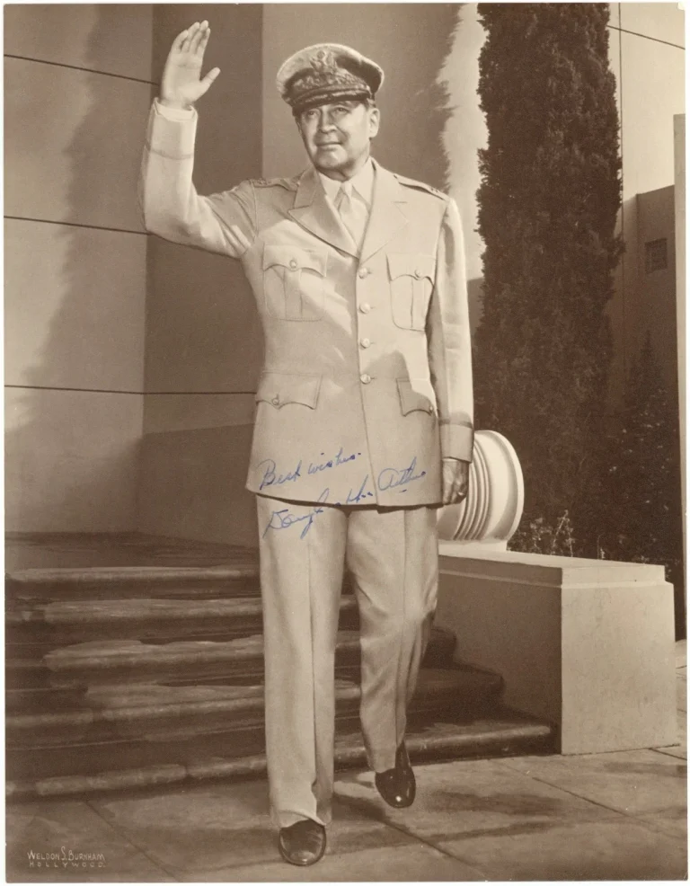Douglas MacArthur Signed Auto 11x14 Weldon S Burnham Photo Oversized GRAD