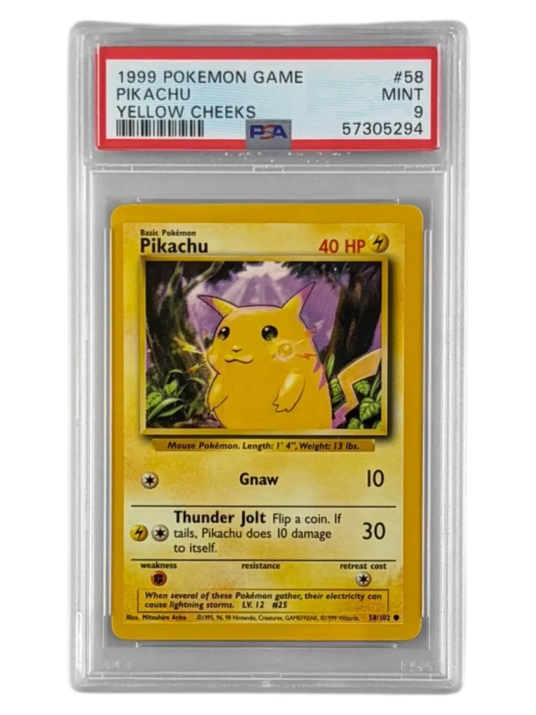 1999 POKEMON BASE SET YELLOW CHEEKS 58 PIKACHU PSA 9