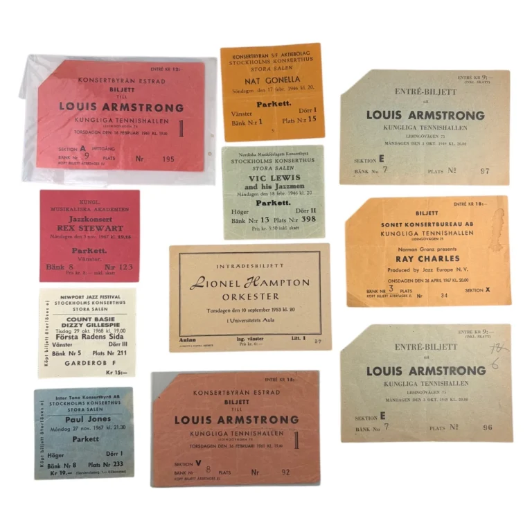Jazz Legends Original Tickets Louis Armstrong Ray Charles Lot of Eleven