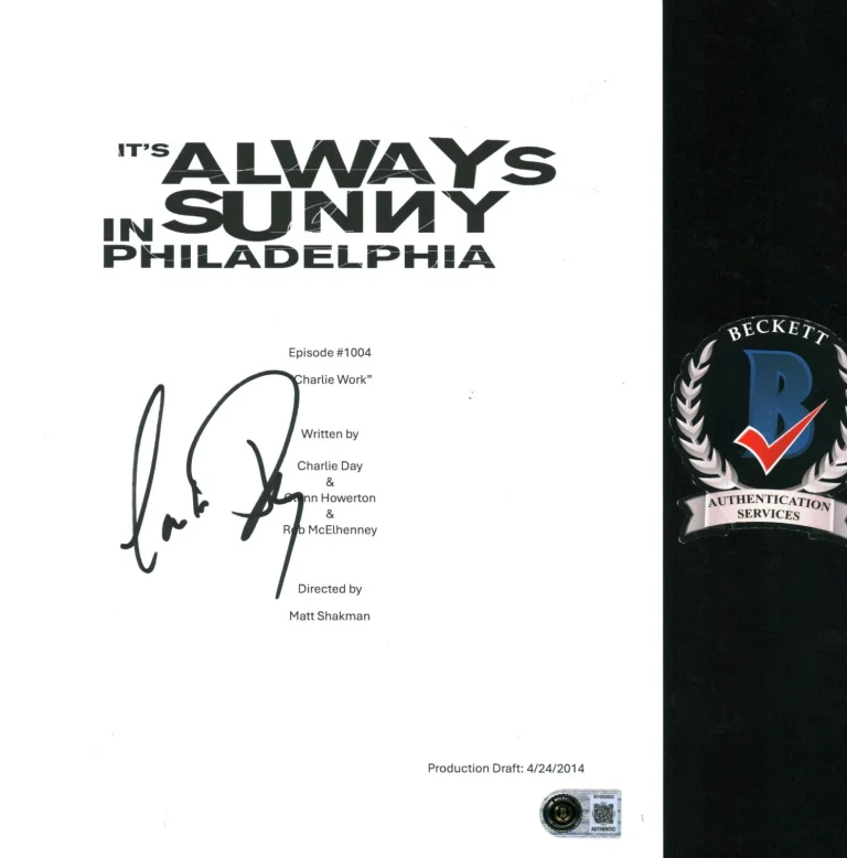 Charlie Day Signed Its Always Sunny In Philadelphia Full Episode Script COA BAS