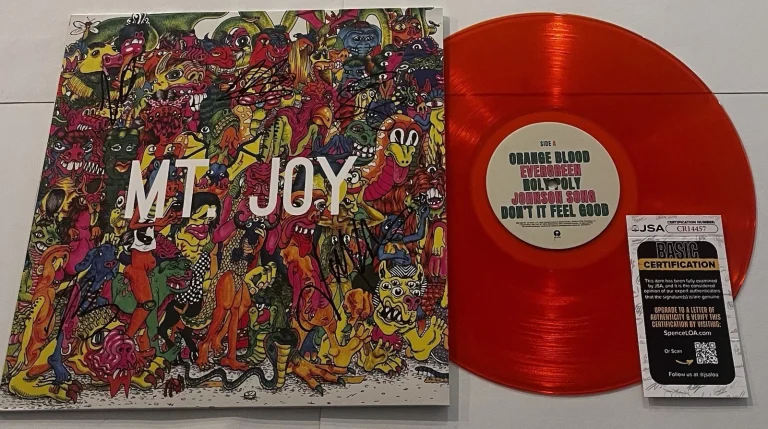 MT. JOY BAND SIGNED ORANGE BLOOD LP VINYL RECORD ALBUM MATT QUINN +4 JSA COA