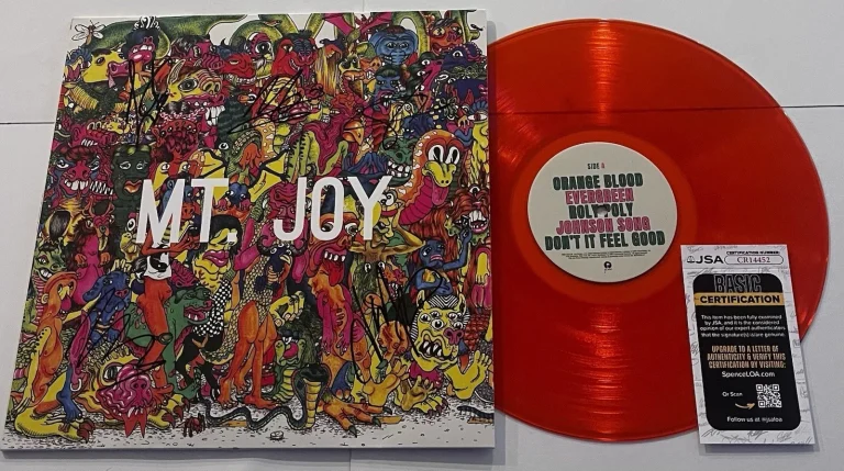 MT. JOY BAND SIGNED ORANGE BLOOD LP VINYL RECORD ALBUM MATT QUINN +4 JSA COA