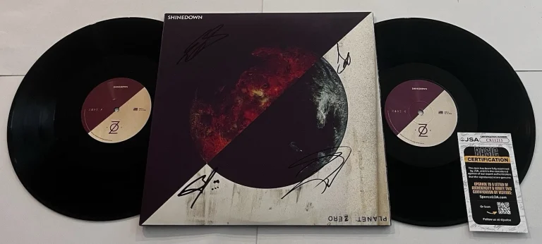 SHINEDOWN BAND SIGNED PLANET ZERO LP VINYL RECORD ALBUM BRENT SMITH +3 JSA COA
