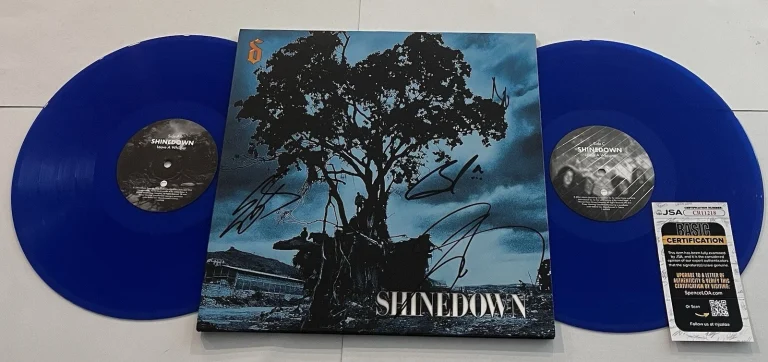 SHINEDOWN BAND SIGNED LEAVE A WHISPER LP VINYL RECORD ALBUM BRENT SMITH +3 JSA