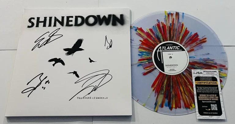 SHINEDOWN BAND SIGNED THE SOUND OF MADNESS LP VINYL RECORD ALBUM BRENT SMITH JSA