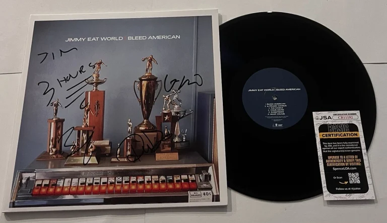JIMMY EAT WORLD SIGNED BLEED AMERICAN LP VINYL RECORD ALBUM JIM ADKINS JSA COA