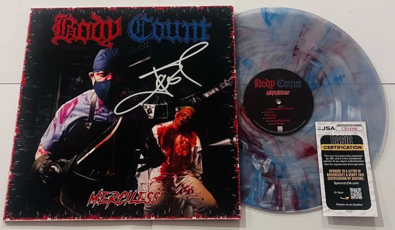 ICE-T SIGNED BODY COUNT MERCILESS LP VINYL RECORD ALBUM ICE T JSA COA