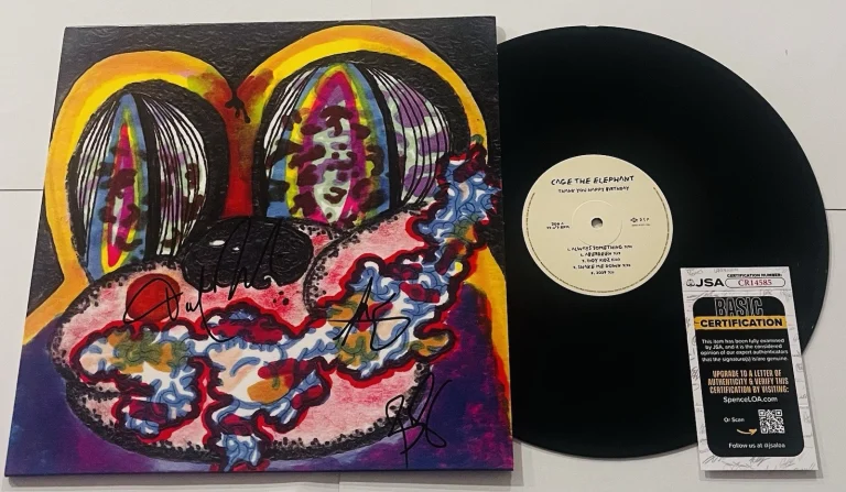 CAGE THE ELEPHANT SIGNED THANK YOU HAPPY BIRTHDAY LP VINYL RECORD ALBUM JSA COA