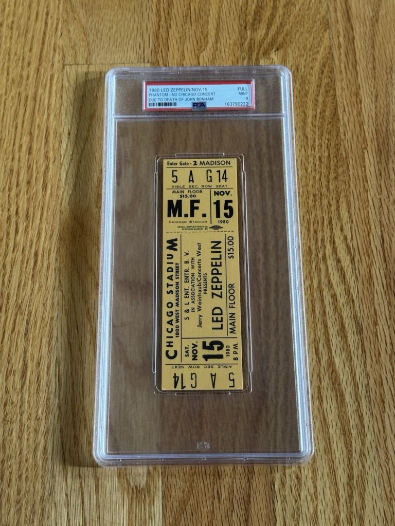 Rare Led Zeppelin Full Phantom Ticket 11/12/80 PSA/DNA 9 John Bonham Death