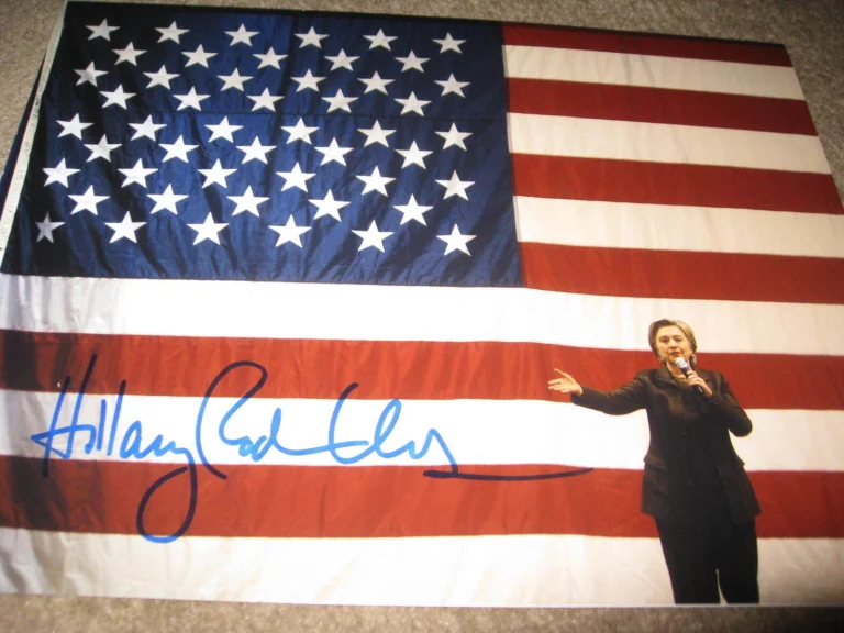 HILLARY CLINTON SIGNED AUTOGRAPH 11x14 PHOTO AMERICAN FLAG PRESIDENT COA AUTO E