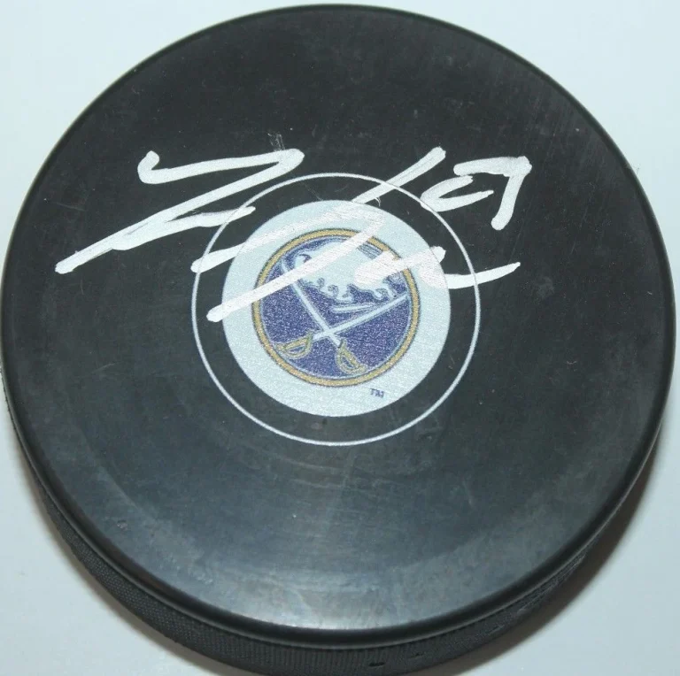 ZEMGUS GIRGENSONS SIGNED BUFFALO SABRES HOCKEY PUCK W/CASE COA