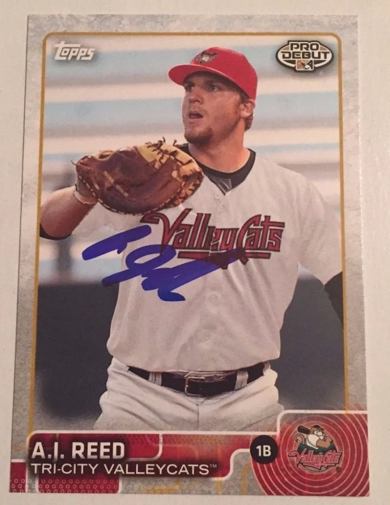 AJ REED SIGNED 2015 TOPPS PRO DEBUT PROSPECT ROOKIE CARD AUTO