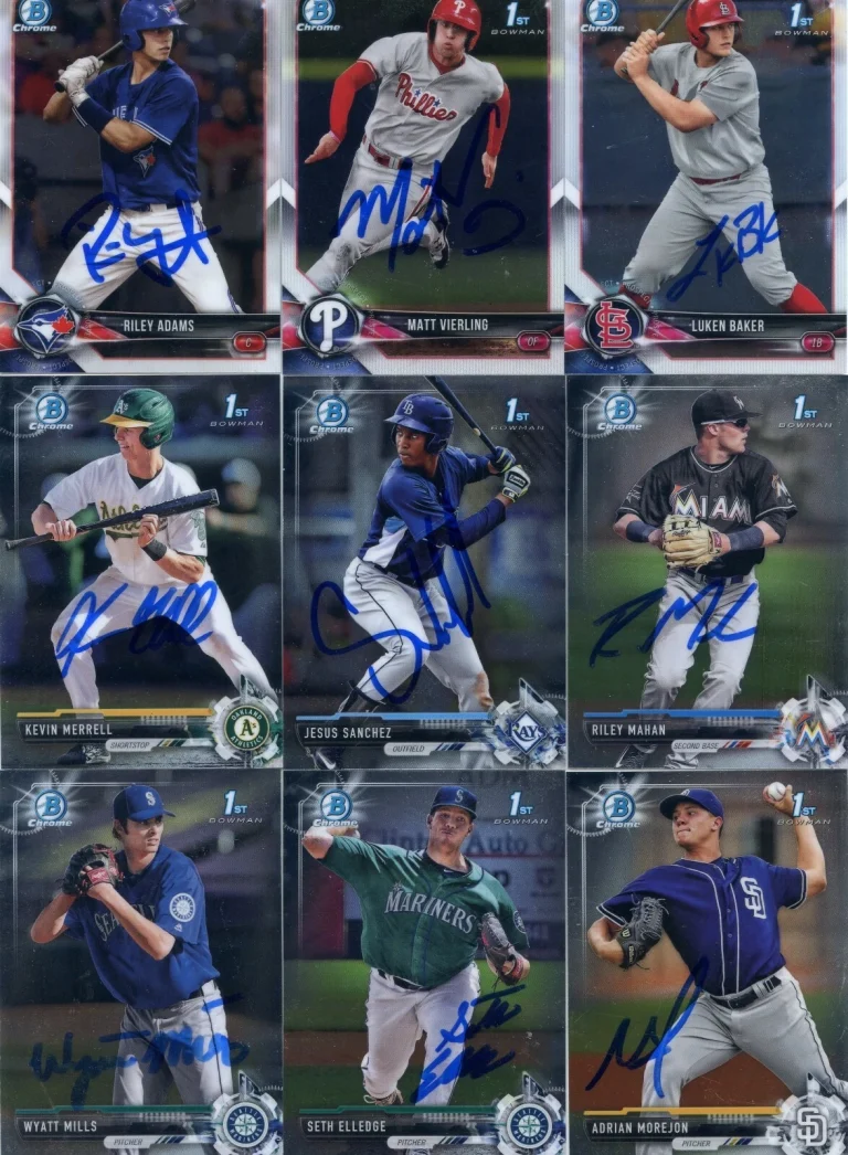 RILEY ADAMS SIGNED 2018 BOWMAN CHROME PROSPECT ROOKIE CARD AUTO