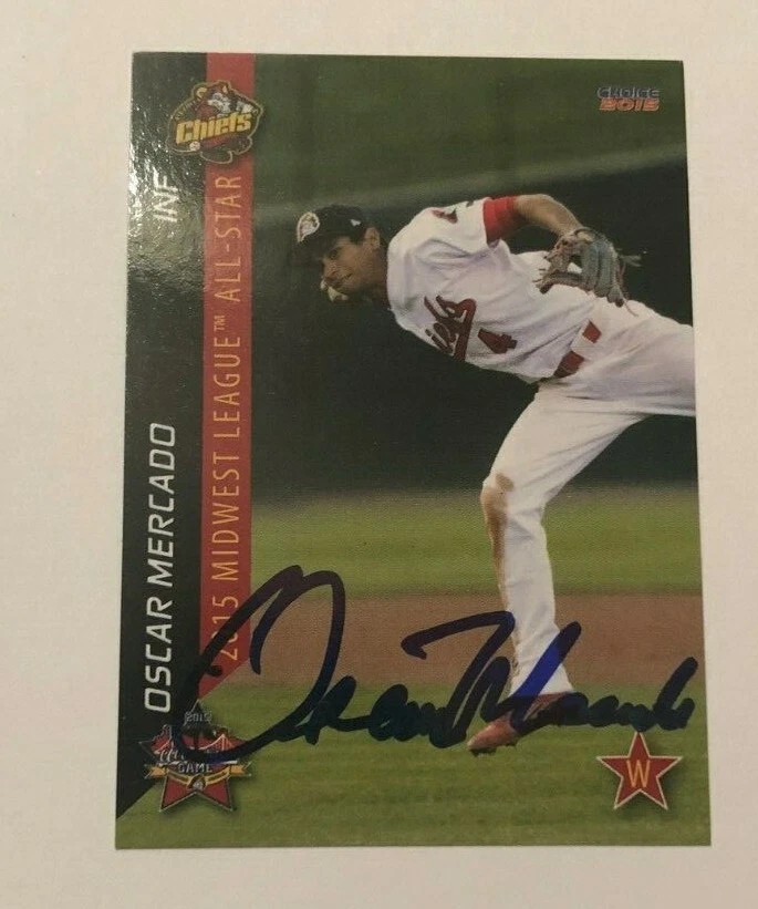 OSCAR MERCADO SIGNED 2015 MWL MIDWEST LEAGUE ALL STAR PROSPECT ROOKIE CARD AUTO