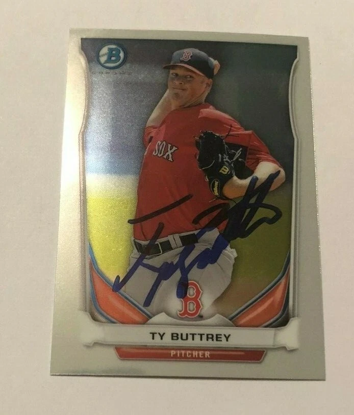 TY BUTTREY SIGNED 2014 BOWMAN CHROME PROSPECT ROOKIE CARD AUTO