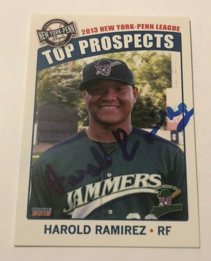 HAROLD RAMIREZ SIGNED 2013 NYPL NEW YORK PENN LEAGUE PROSPECT ROOKIE CARD AUTO