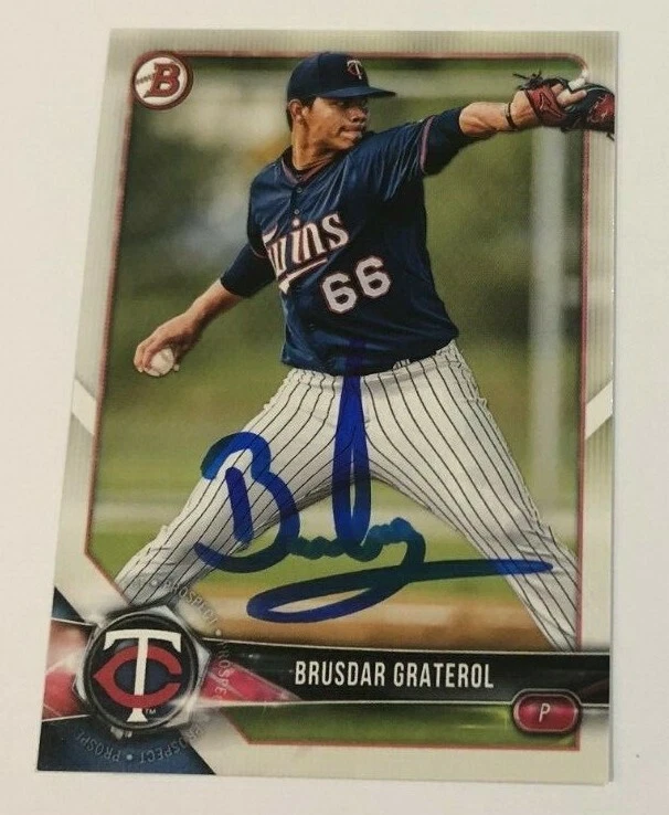 BRUSDAR GRATEROL SIGNED 2018 BOWMAN DRAFT PROSPECT ROOKIE CARD AUTO