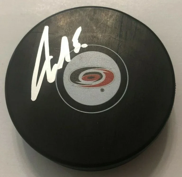 JAKE GARDINER SIGNED CAROLINA HURRICANES HOCKEY PUCK W/ CASE COA