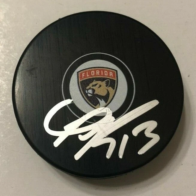 MARK PYSYK SIGNED FLORIDA PANTHERS HOCKEY PUCK W/ CASE COA