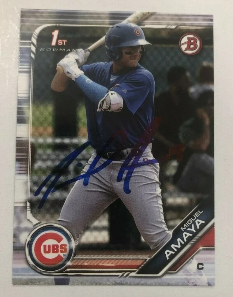MIGUEL AMAYA SIGNED 2019 BOWMAN PROSPECT ROOKIE CARD AUTO