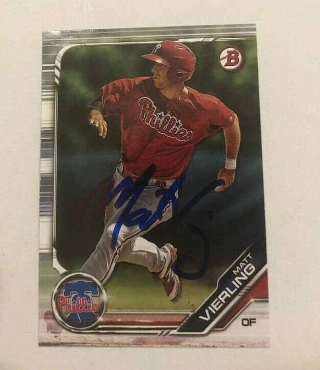 MATT VIERLING SIGNED 2019 BOWMAN DRAFT BDP PROSPECT ROOKIE CARD AUTO