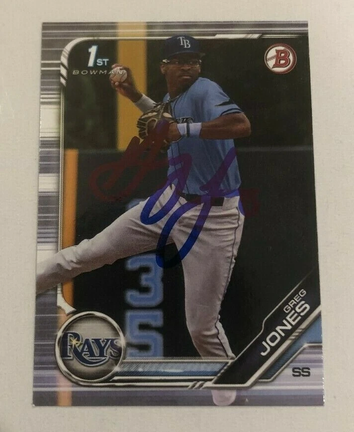 GREG JONES SIGNED 2019 BOWMAN DRAFT BDP PROSPECT ROOKIE CARD AUTO