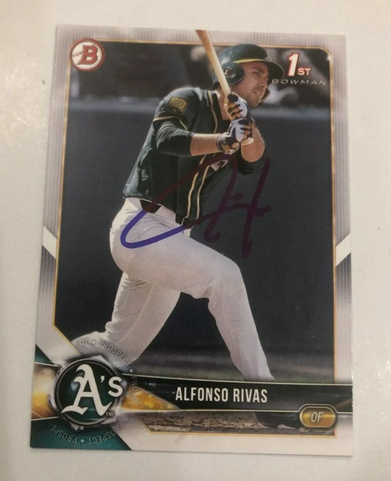 ALFONSO RIVAS SIGNED 2018 BOWMAN DRAFT BDP PROSPECT ROOKIE CARD AUTO