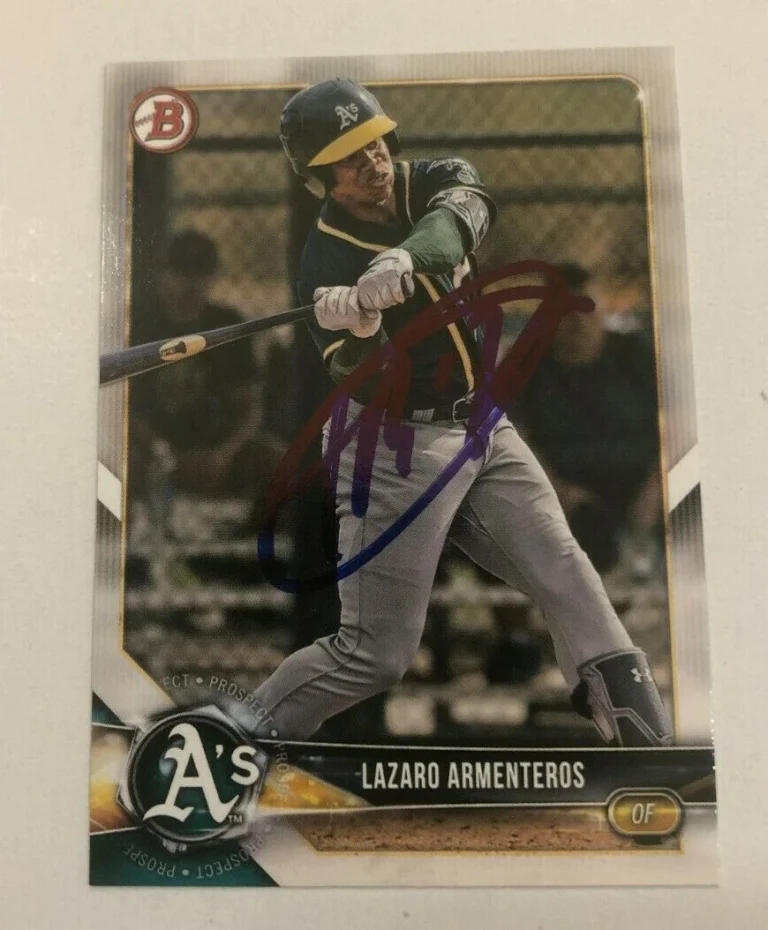 LAZARO ARMENTEROS SIGNED 2018 BOWMAN DRAFT BDP PROSPECT ROOKIE CARD AUTO