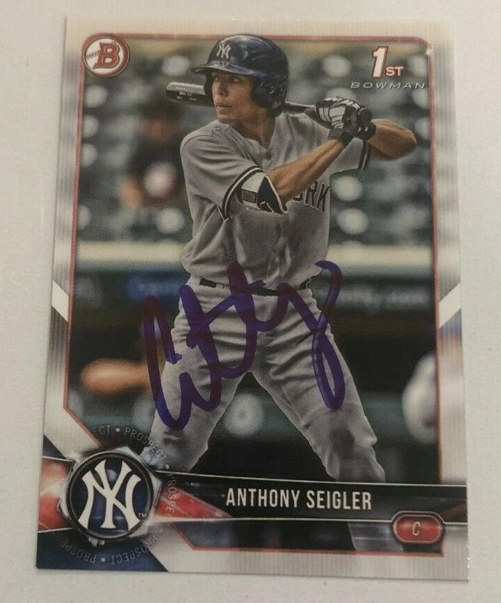 ANTHONY SEIGLER SIGNED 2018 BOWMAN DRAFT BDP PROSPECT ROOKIE CARD AUTO