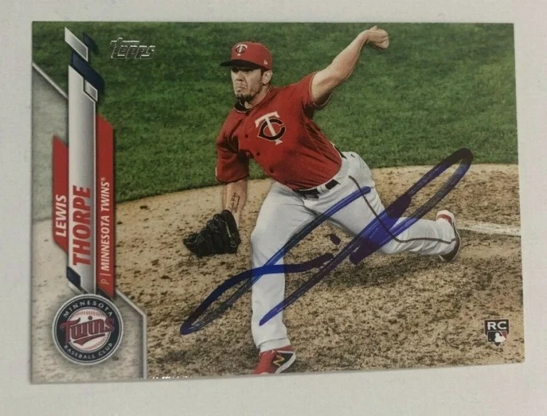 LEWIS THORPE SIGNED 2020 TOPPS BASEBALL ROOKIE CARD AUTO