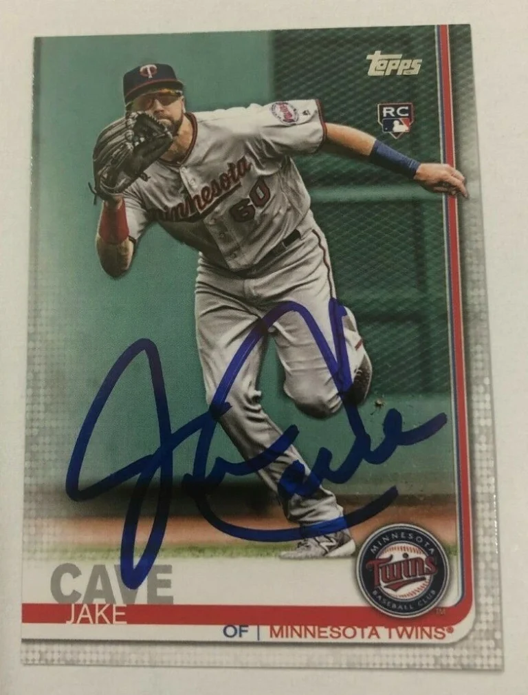 JAKE CAVE SIGNED 2019 TOPPS BASEBALL ROOKIE CARD AUTO