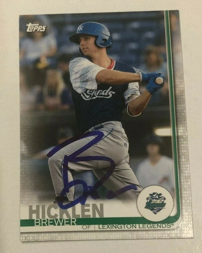 BREWER HICKLEN SIGNED 2019 TOPPS PRO DEBUT PROSPECT ROOKIE CARD AUTO