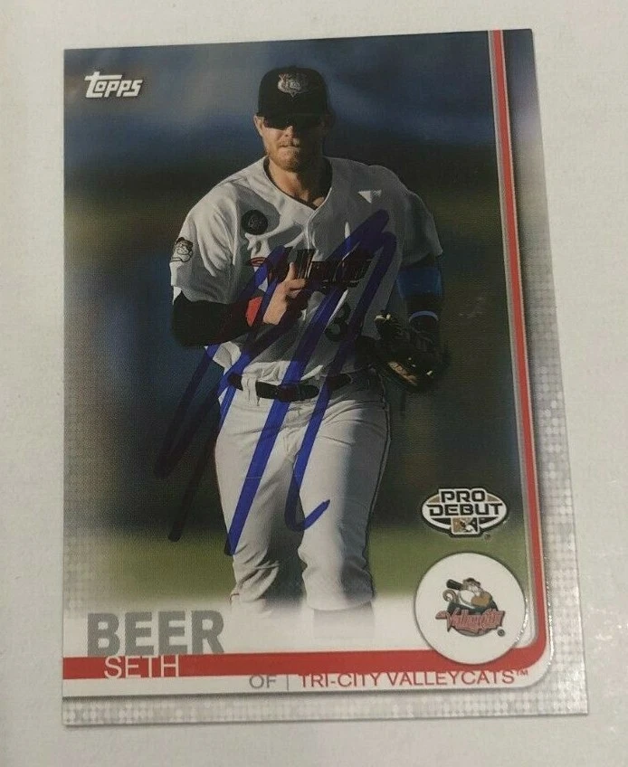 SETH BEER SIGNED 2019 TOPPS PRO DEBUT PROSPECT ROOKIE CARD AUTO
