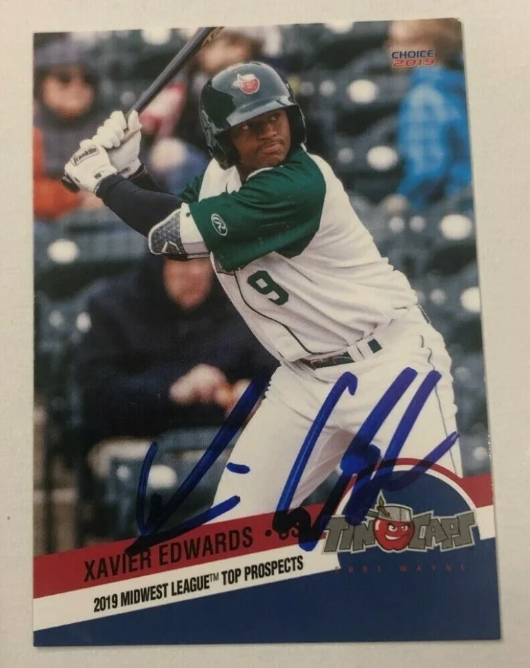 XAVIER EDWARDS SIGNED 2019 MIDWEST LEAGUE TOP PROSPECT MWL ROOKIE CARD AUTO