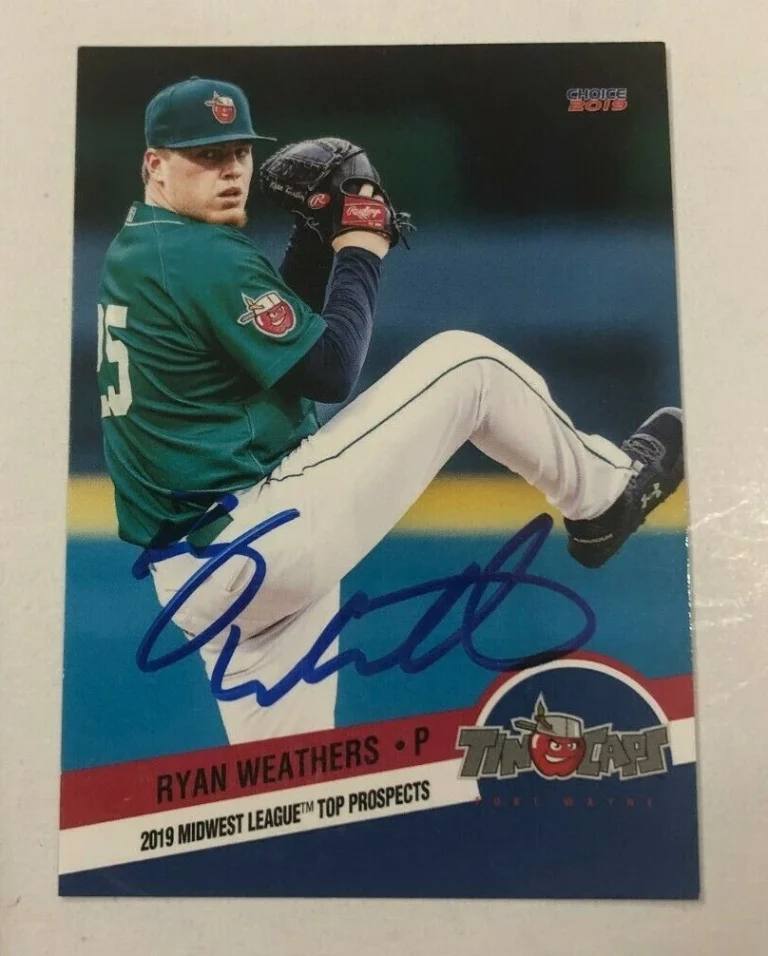 RYAN WEATHERS SIGNED 2019 MIDWEST LEAGUE TOP PROSPECT MWL ROOKIE CARD AUTO