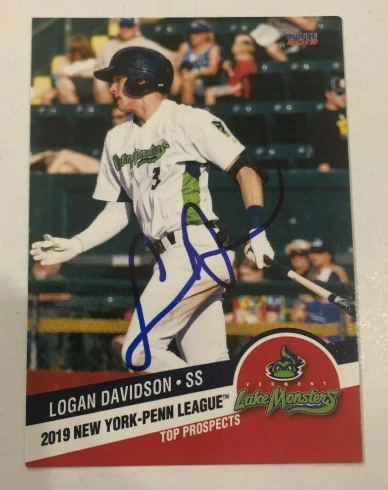 LOGAN DAVIDSON SIGNED 2019 NYPL NEW YORK PENN TOP PROSPECT ROOKIE CARD AUTO
