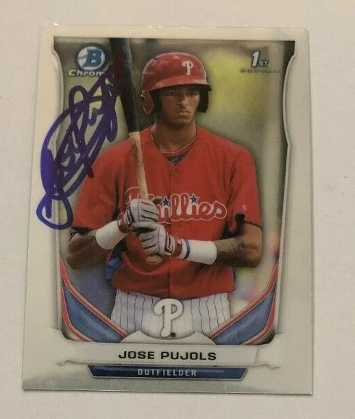 JOSE PUJOLS SIGNED 2014 BOWMAN CHROME PROSPECT ROOKIE CARD AUTO