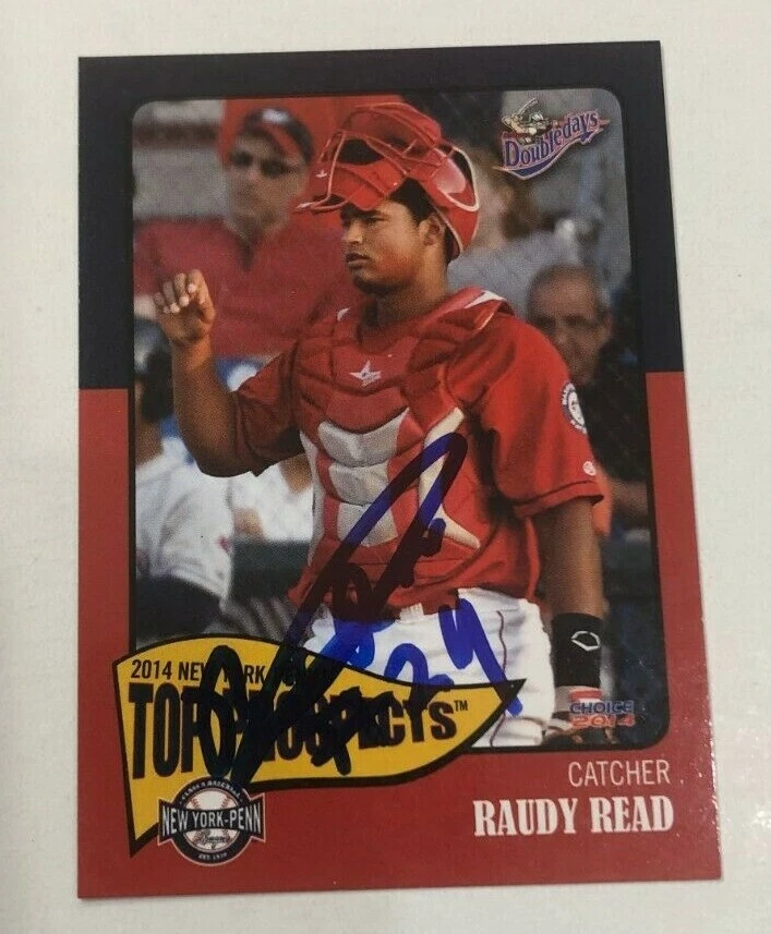 RAUDY READ SIGNED 2014 NYPL NEW YORK PENN LEAGUE PROSPECT ROOKIE CARD AUTO