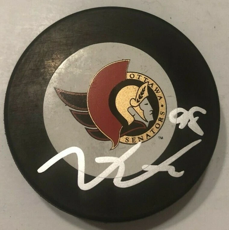 VICTOR METE SIGNED OTTAWA SENATORS HOCKEY PUCK W/ CASE COA
