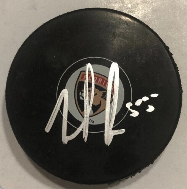 NOEL ACCIARI SIGNED FLORIDA PANTHERS HOCKEY PUCK W/ CASE COA