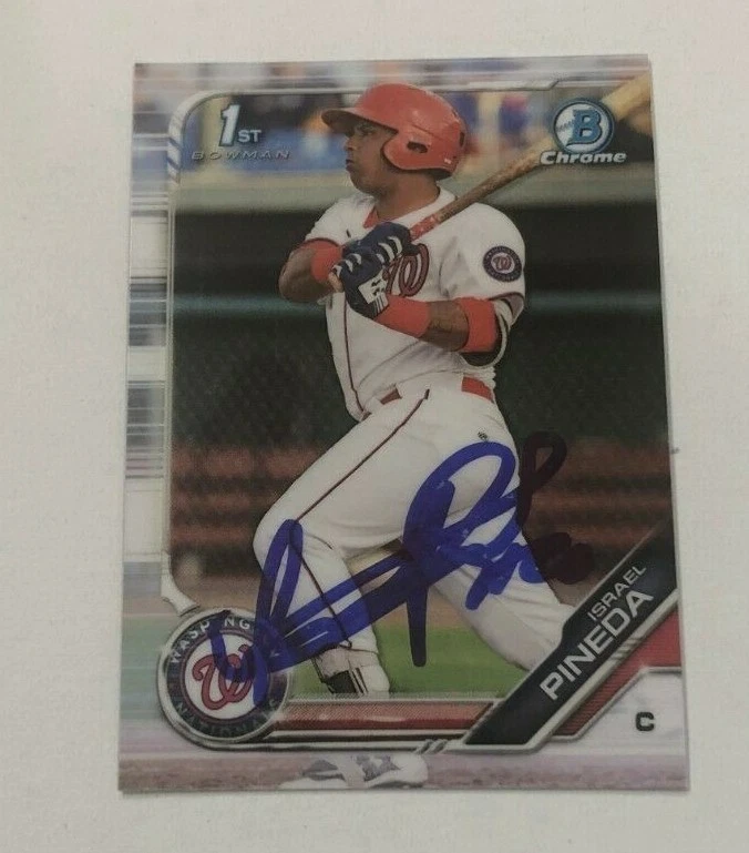 ISRAEL PINEDA SIGNED 2019 BOWMAN CHROME PROSPECT ROOKIE CARD AUTO