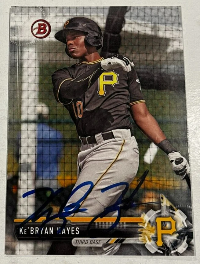 KE'BRYAN HAYES SIGNED 2017 BOWMAN BASEBALL ROOKIE CARD AUTO