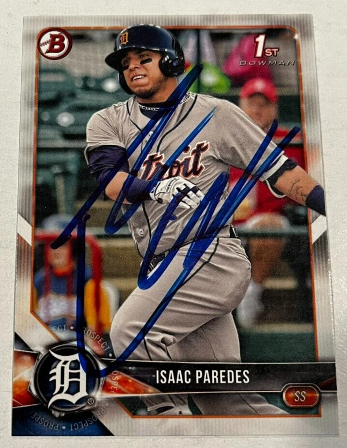 ISAAC PAREDES SIGNED 2018 BOWMAN BASEBALL ROOKIE CARD AUTO